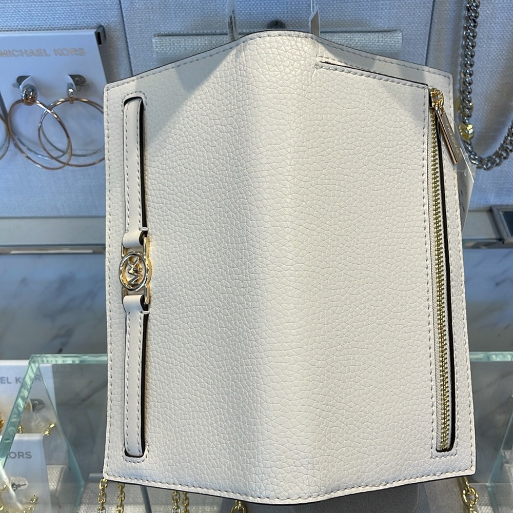Michael Kors Reed Large Bifold Pebbled Leather Snap Wallet Card Case 
Lt Cream - Picture 12 of 16